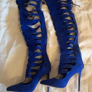 ami clubwear | Shoes | Blue Thigh High Boots | Poshmark